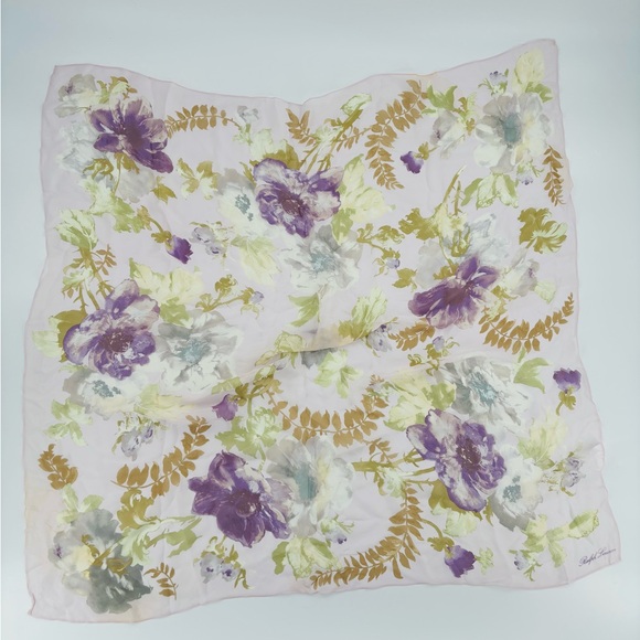 Ralph Lauren 34in x 34in silk floral scarf - Picture 1 of 7
